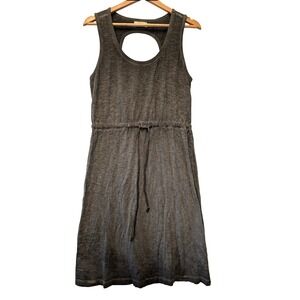 Paradise Shores Charcoal Grey Cotton Cutout Back‎ Drawstring Mini Dress Small